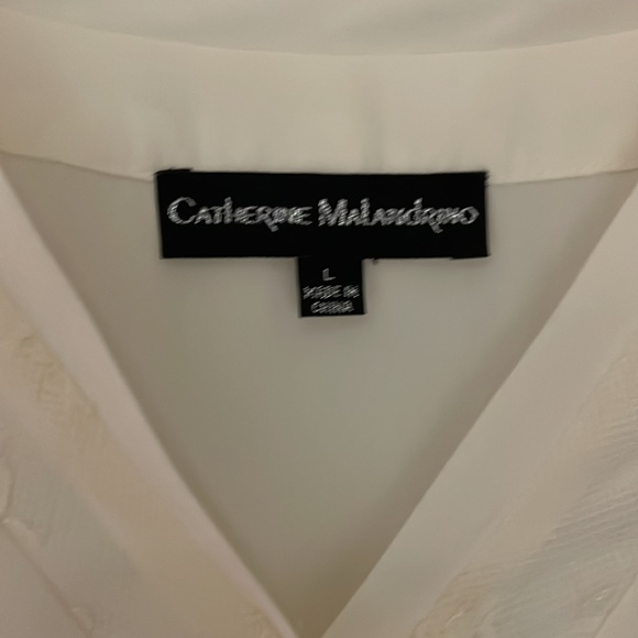 Catherine Malandrino Cream Lace/Silk like blouse in size large - Picture 2 of 8